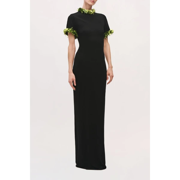 Brandon Maxwell Bex Gown in Black and Green | Evening Gowns | Coveti