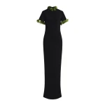 Brandon Maxwell Bex Gown in Black and Green | Coveti