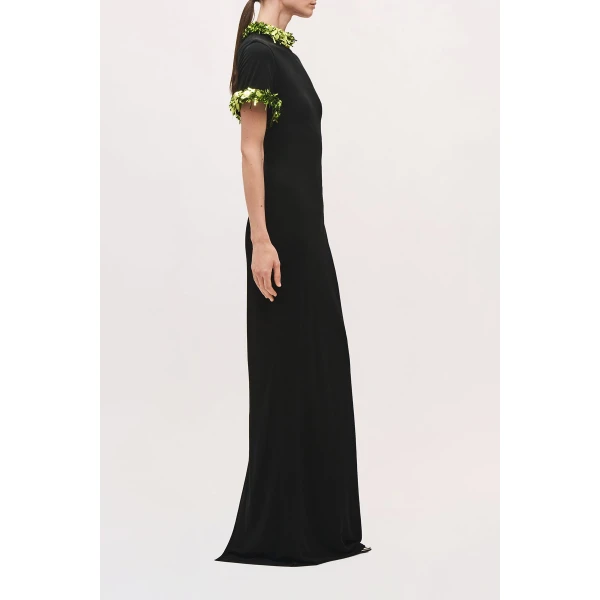 Brandon Maxwell Bex Gown in Black and Green | Evening Gowns | Coveti