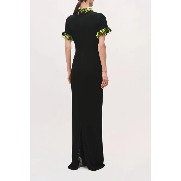 Brandon Maxwell Bex Gown in Black and Green | Evening Gowns | Coveti