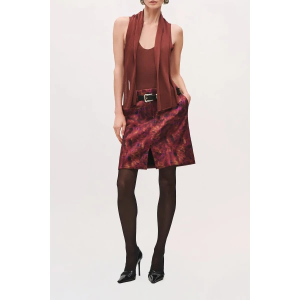 Brandon Maxwell Capri Bodysuit with Scarf in Terracotta | Bodysuit | Coveti