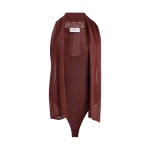 Brandon Maxwell Capri Bodysuit with Scarf in Terracotta | Coveti