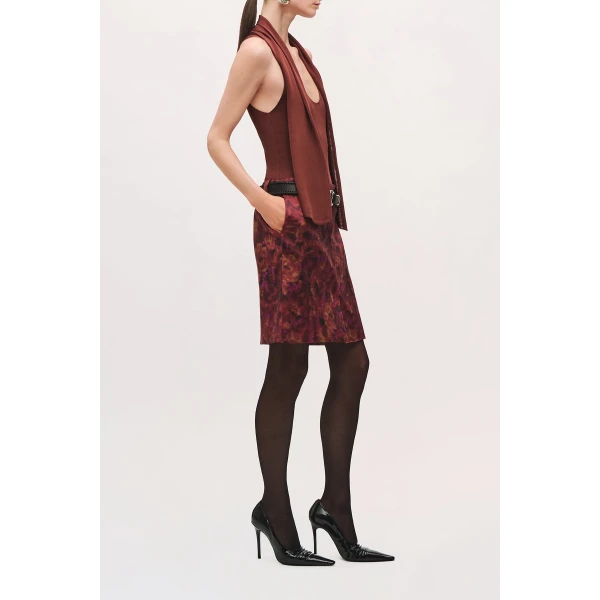 Brandon Maxwell Capri Bodysuit with Scarf in Terracotta | Bodysuit | Coveti