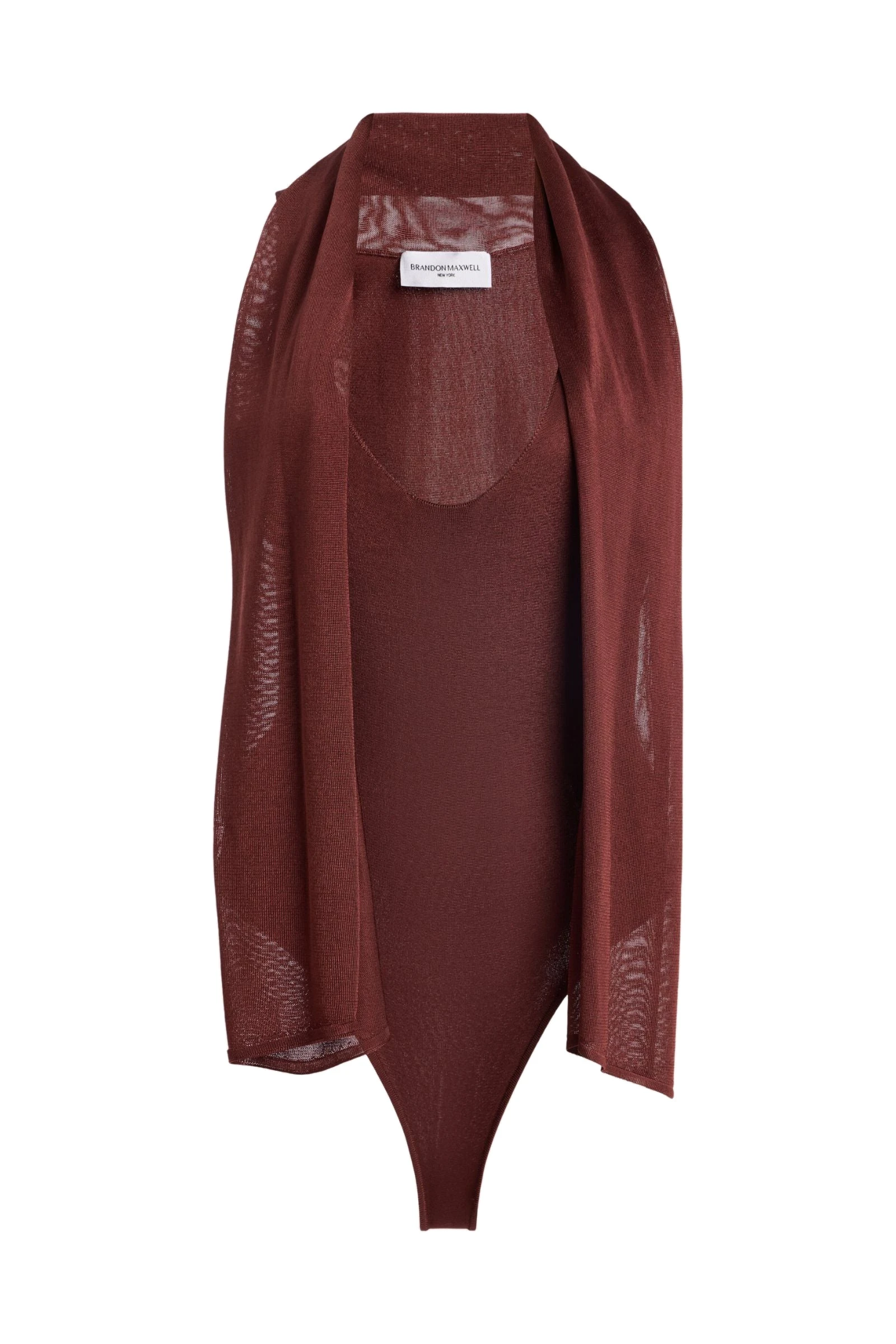 Brandon Maxwell Capri Bodysuit with Scarf in Terracotta Brandon Maxwell Capri Bodysuit with Scarf in Terracotta | Coveti