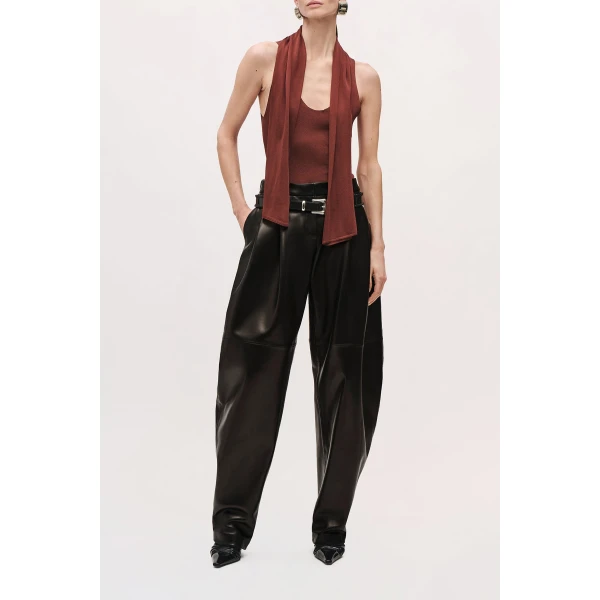 Brandon Maxwell Dean Pant in Black Leather | Pants | Coveti