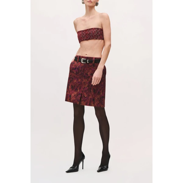 Brandon Maxwell Demi Bandeau Top in Red Static | Cropped Top | Coveti