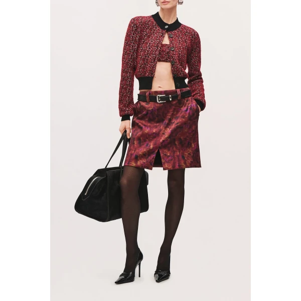 Brandon Maxwell Demi Bandeau Top in Red Static | Cropped Top | Coveti