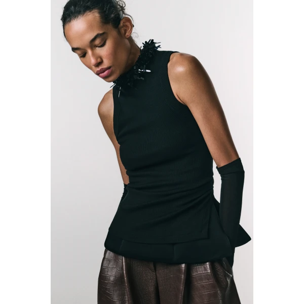 Brandon Maxwell Embellished Tank Top in Black | Sleeveless | Coveti