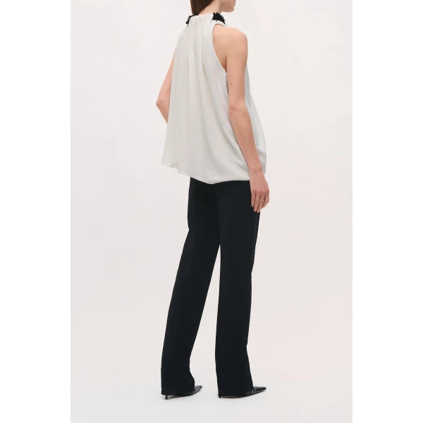 Brandon Maxwell Haze Top in Ivory and Black | Sleeveless | Coveti