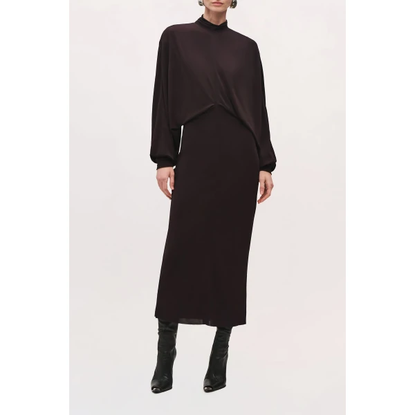 Brandon Maxwell Helena Dress in Ganache | Midi Dresses | Coveti