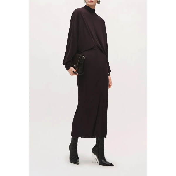 Brandon Maxwell Helena Dress in Ganache | Midi Dresses | Coveti