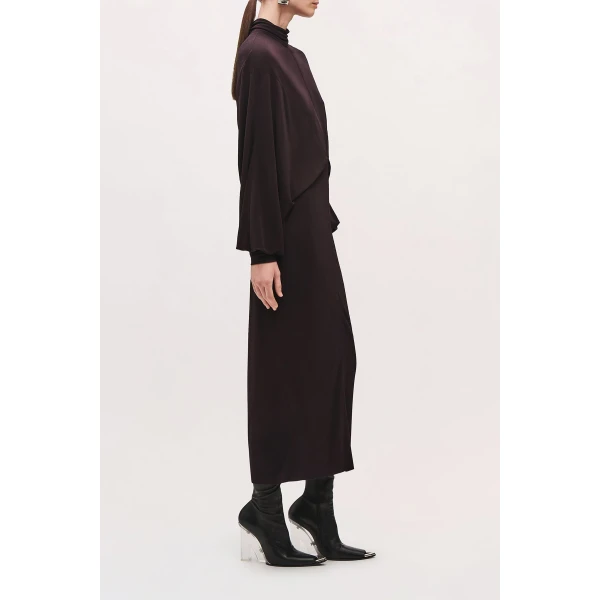 Brandon Maxwell Helena Dress in Ganache | Midi Dresses | Coveti