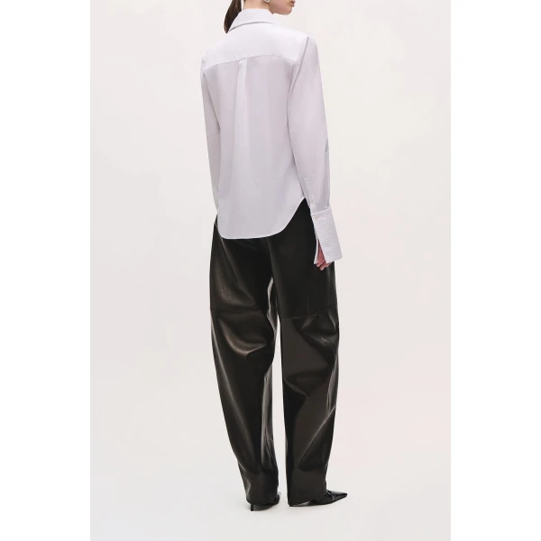 Brandon Maxwell Inez Tuxedo Shirt in White | Shirts | Coveti