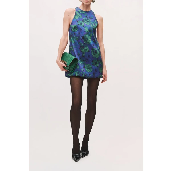 Brandon Maxwell Joelle Mini Dress in Blue Floral | Mini Dresses | Coveti