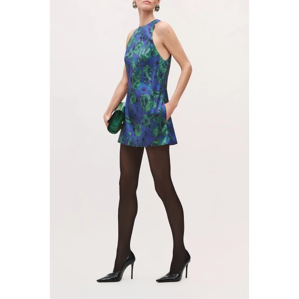 Brandon Maxwell Joelle Mini Dress in Blue Floral | Mini Dresses | Coveti