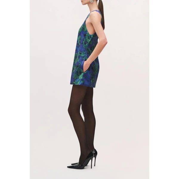 Brandon Maxwell Joelle Mini Dress in Blue Floral | Mini Dresses | Coveti