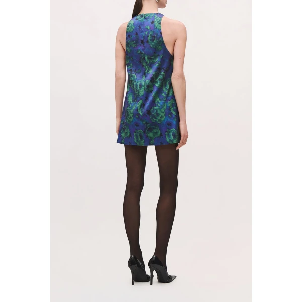 Brandon Maxwell Joelle Mini Dress in Blue Floral | Mini Dresses | Coveti