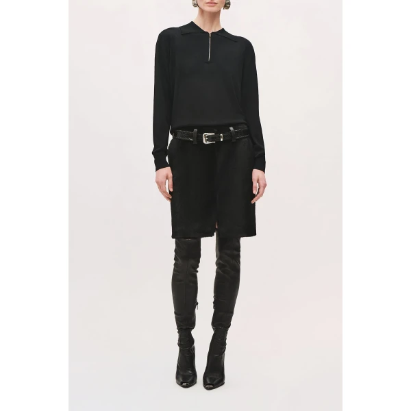 Brandon Maxwell Keaton Quarter Zip Sweater in Black | Sweaters | Coveti
