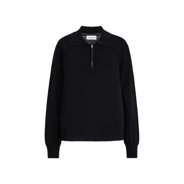 Keaton Quarter Zip Sweater in Black