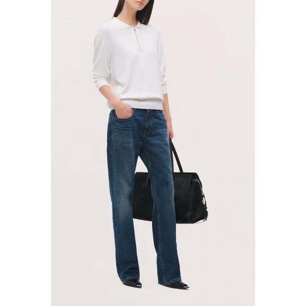 Brandon Maxwell Keaton Quarter Zip Sweater in White | Sweaters | Coveti