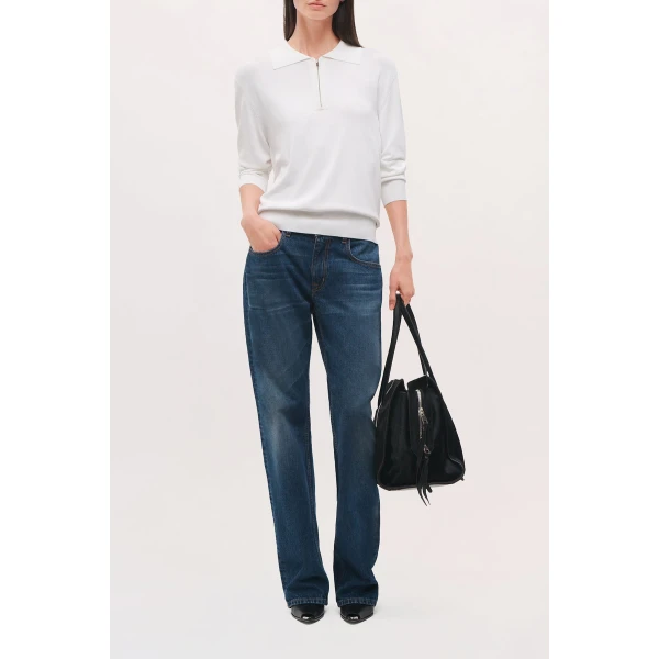 Brandon Maxwell Keaton Quarter Zip Sweater in White | Sweaters | Coveti