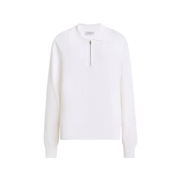 Keaton Quarter Zip Sweater in White