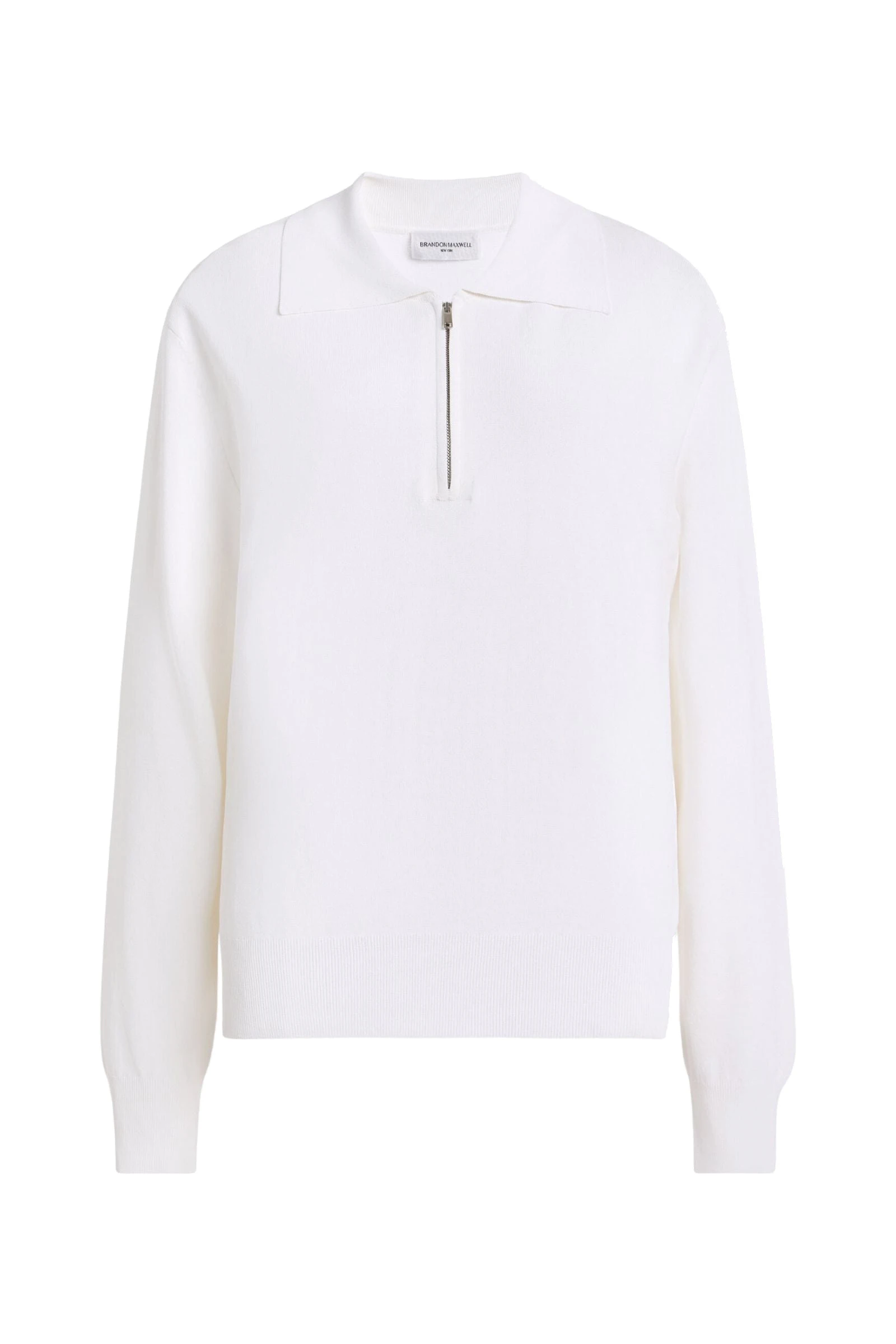 Brandon Maxwell Keaton Quarter Zip Sweater in White Brandon Maxwell Keaton Quarter Zip Sweater in White | Coveti