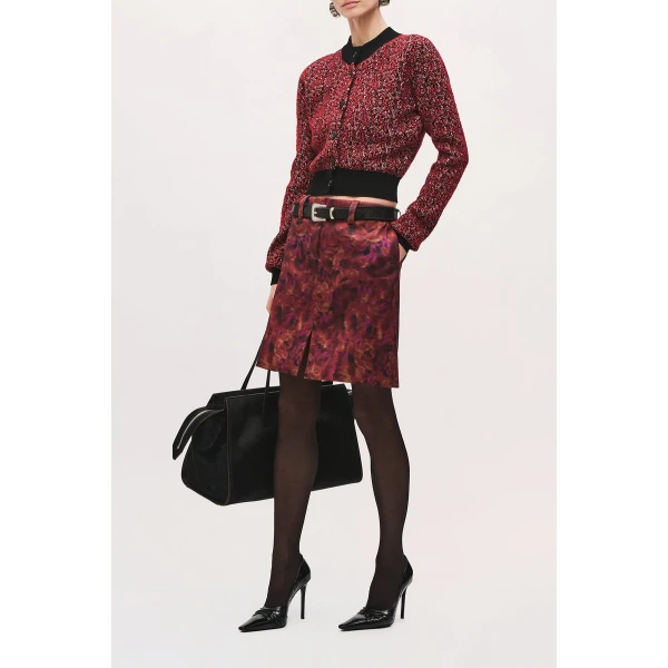 Brandon Maxwell Lex Pencil Skirt in Red Floral | Pencil Skirts | Coveti