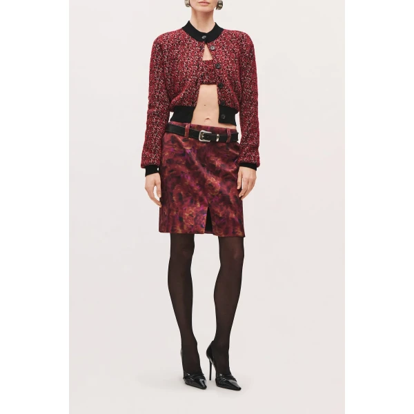 Brandon Maxwell Lex Pencil Skirt in Red Floral | Pencil Skirts | Coveti