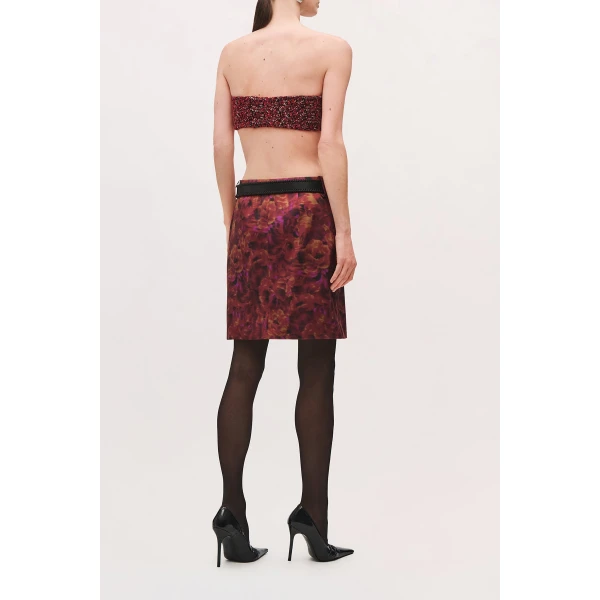 Brandon Maxwell Lex Pencil Skirt in Red Floral | Pencil Skirts | Coveti