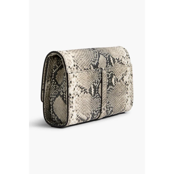 Brandon Maxwell Louise Pochette Bag in Black and White Embossed Python | Shoulder & Crossbody Bags | Coveti