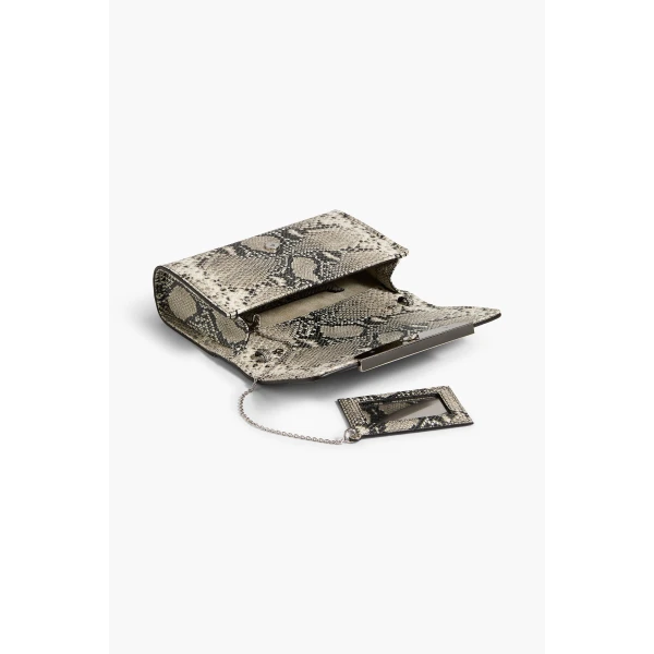 Brandon Maxwell Louise Pochette Bag in Black and White Embossed Python | Shoulder & Crossbody Bags | Coveti