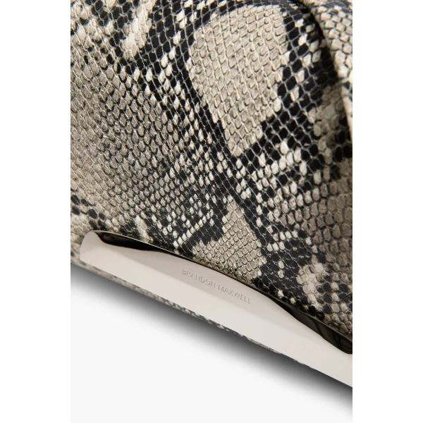 Brandon Maxwell Louise Pochette Bag in Black and White Embossed Python | Shoulder & Crossbody Bags | Coveti