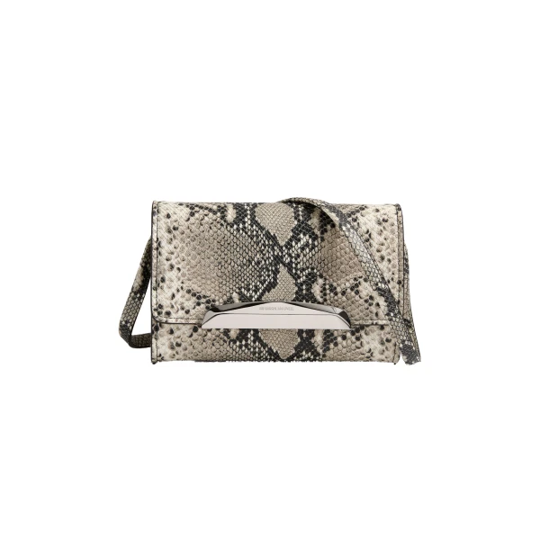 Louise Pochette Bag in Black and White Embossed Python