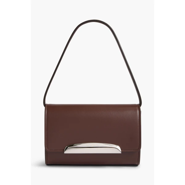 Brandon Maxwell Louise Pochette Bag in Espresso Leather | Shoulder & Crossbody Bags | Coveti