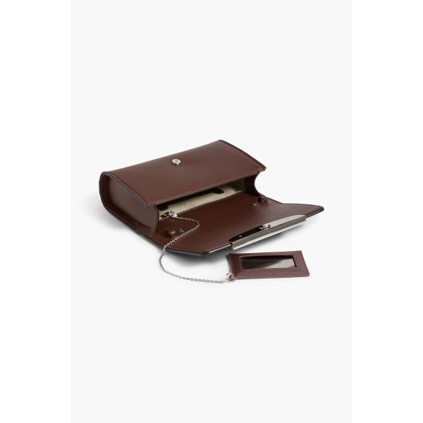Brandon Maxwell Louise Pochette Bag in Espresso Leather | Shoulder & Crossbody Bags | Coveti