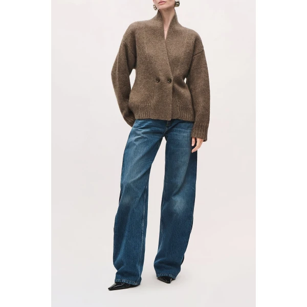 Brandon Maxwell Lowen Cardigan in Truffle | Cardigan | Coveti