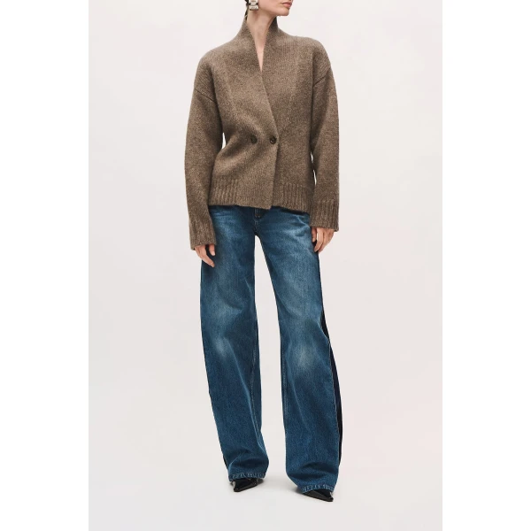 Brandon Maxwell Lowen Cardigan in Truffle | Cardigan | Coveti