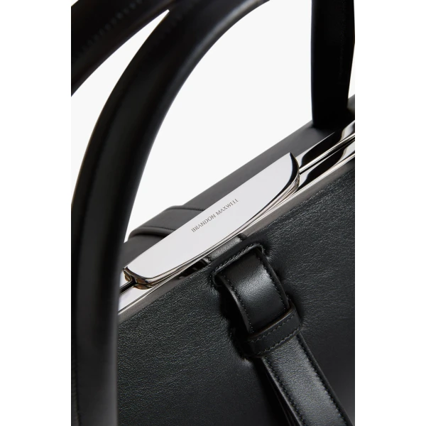 Brandon Maxwell Maxwell Frame Bag in Black Leather | Totes & Top-Handle Bags | Coveti