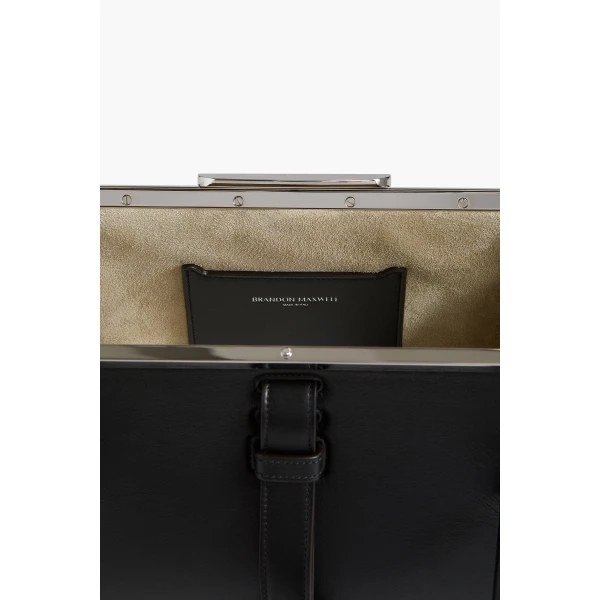 Brandon Maxwell Maxwell Frame Bag in Black Leather | Totes & Top-Handle Bags | Coveti