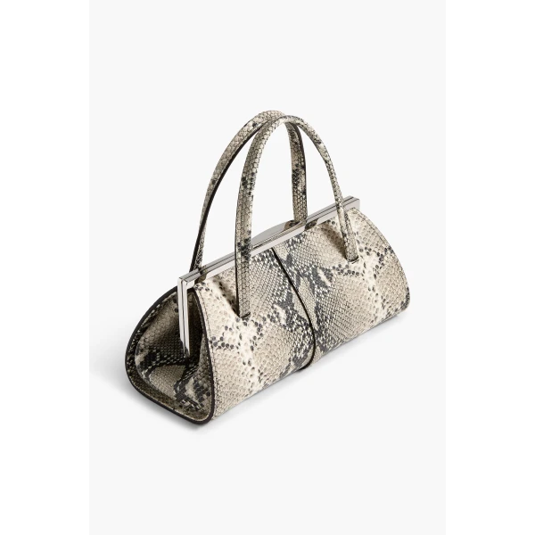 Brandon Maxwell Maxwell Frame Bag in Black and White Embossed Python | Totes & Top-Handle Bags | Coveti