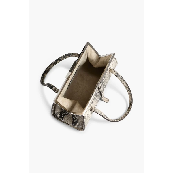 Brandon Maxwell Maxwell Frame Bag in Black and White Embossed Python | Totes & Top-Handle Bags | Coveti