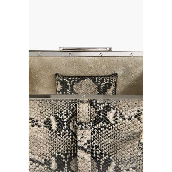 Brandon Maxwell Maxwell Frame Bag in Black and White Embossed Python | Totes & Top-Handle Bags | Coveti