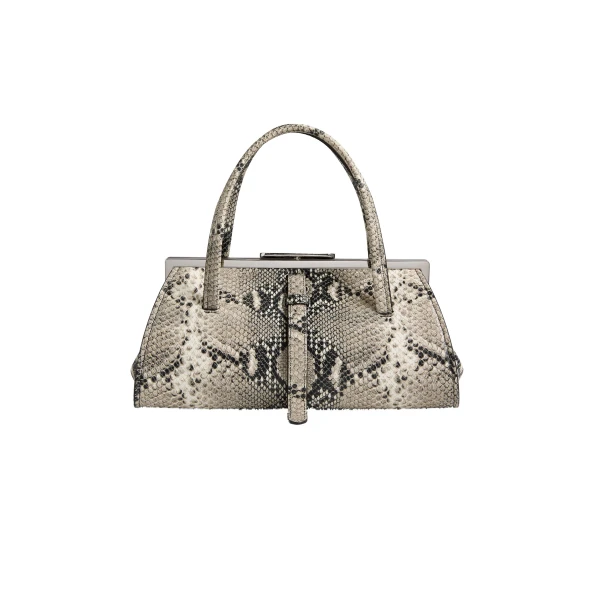 Maxwell Frame Bag in Black and White Embossed Python