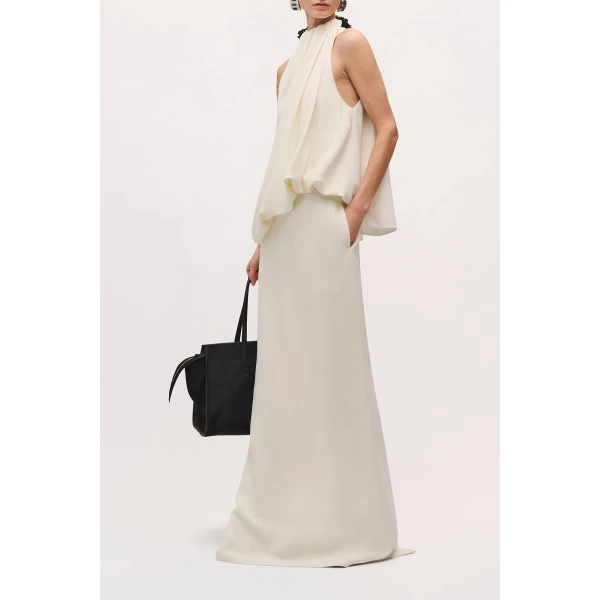 Brandon Maxwell Petra Gown in Ivory and Black | Evening Gowns | Coveti