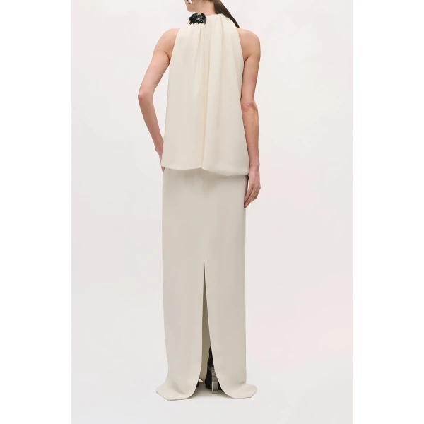 Brandon Maxwell Petra Gown in Ivory and Black | Evening Gowns | Coveti