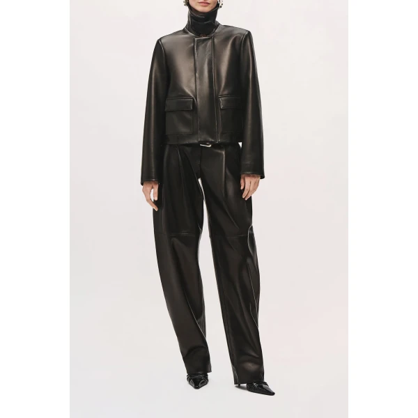 Brandon Maxwell Remi Jacket in Black Leather | Leather Jackets | Coveti