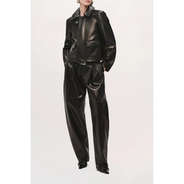 Brandon Maxwell Remi Jacket in Black Leather | Leather Jackets | Coveti
