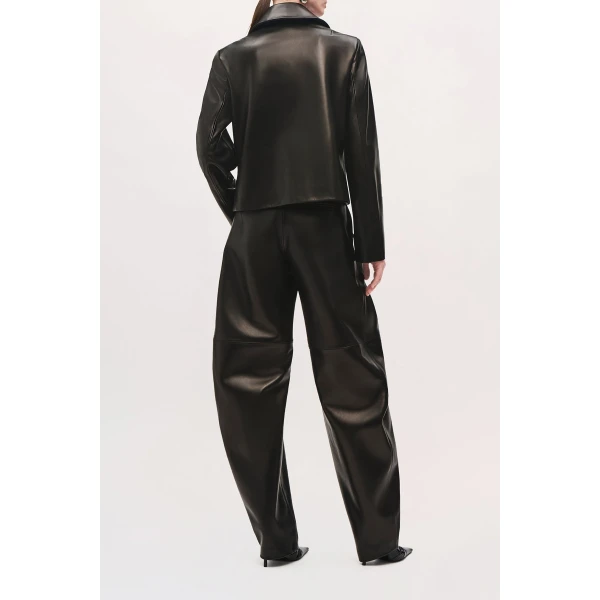 Brandon Maxwell Remi Jacket in Black Leather | Leather Jackets | Coveti
