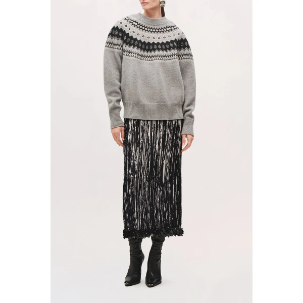 Brandon Maxwell Sinclair Pleated Pencil Skirt in Black and White | Pencil Skirts | Coveti